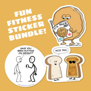 Funny "Getting In Shape" Sticker 3-Pack (Discounted Price)